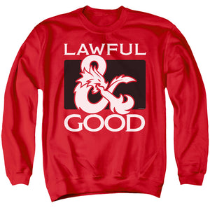 AN OFFCIALLY LICENSED DUNGEONS AND DRAGONS LAWFUL GOOD ADULT UNISEX CREWNECK SWEATSHIRT RED