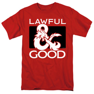 AN OFFCIALLY LICENSED DUNGEONS AND DRAGONS LAWFUL GOOD MEN'S REGULAR FIT T-SHIRT RED