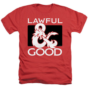 AN OFFCIALLY LICENSED DUNGEONS AND DRAGONS LAWFUL GOOD MEN'S HEATHER T-SHIRT RED