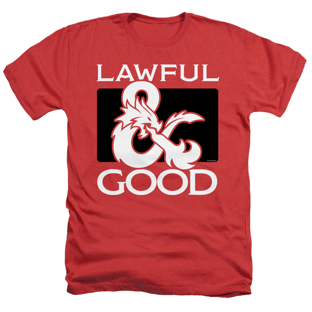 AN OFFCIALLY LICENSED DUNGEONS AND DRAGONS LAWFUL GOOD MEN'S HEATHER T-SHIRT RED