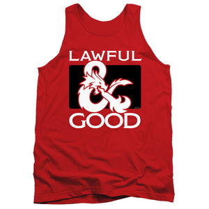 AN OFFCIALLY LICENSED DUNGEONS AND DRAGONS LAWFUL GOOD ADULT UNISEX TANK TOP RED