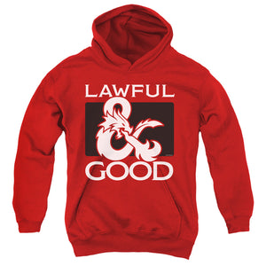 AN OFFCIALLY LICENSED DUNGEONS AND DRAGONS LAWFUL GOOD YOUTH HOODIE RED