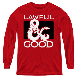 AN OFFCIALLY LICENSED DUNGEONS AND DRAGONS LAWFUL GOOD YOUTH LONG SLEEVE T-SHIRT RED