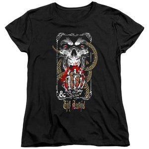 AN OFFCIALLY LICENSED DUNGEONS AND DRAGONS LICH FOR CHAOS WOMEN'S REGULAR FIT T-SHIRT BLACK
