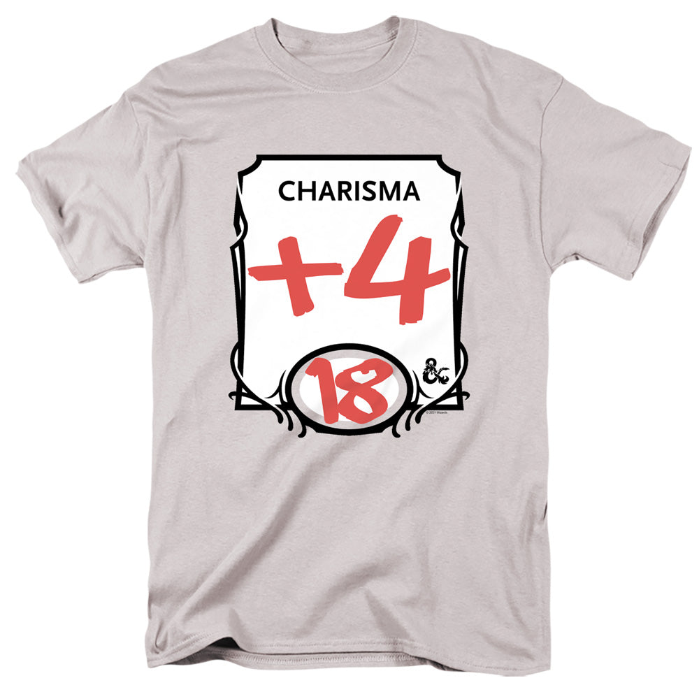 AN OFFCIALLY LICENSED DUNGEONS AND DRAGONS CHARISMA MEN'S REGULAR FIT T-SHIRT SILVER