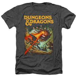 AN OFFCIALLY LICENSED DUNGEONS AND DRAGONS BEHOLDER STRIKE MEN'S HEATHER T-SHIRT CHARCOAL