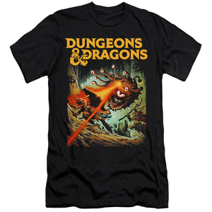 AN OFFCIALLY LICENSED DUNGEONS AND DRAGONS BEHOLDER STRIKE MEN'S PREMIUM SLIM FIT T-SHIRT BLACK