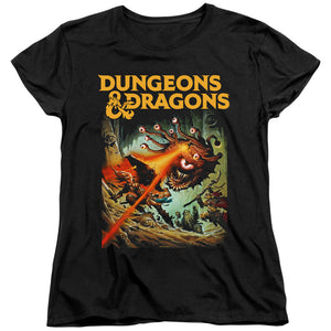 AN OFFCIALLY LICENSED DUNGEONS AND DRAGONS BEHOLDER STRIKE WOMEN'S REGULAR FIT T-SHIRT BLACK