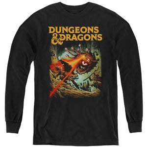AN OFFCIALLY LICENSED DUNGEONS AND DRAGONS BEHOLDER STRIKE YOUTH LONG SLEEVE T-SHIRT BLACK