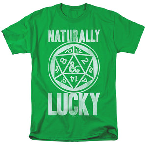 AN OFFCIALLY LICENSED DUNGEONS AND DRAGONS NATURALLY LUCKY MEN'S REGULAR FIT T-SHIRT KELLY GREEN