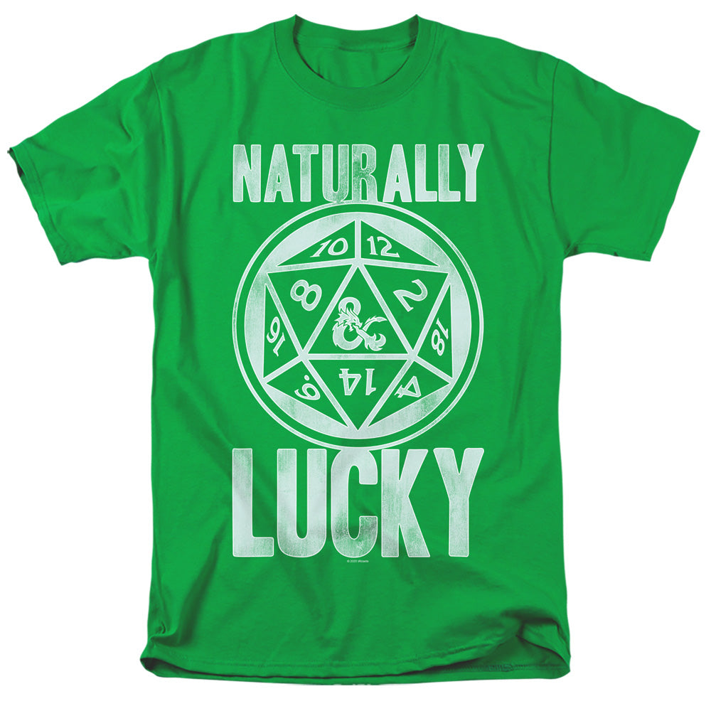 AN OFFCIALLY LICENSED DUNGEONS AND DRAGONS NATURALLY LUCKY MEN'S REGULAR FIT T-SHIRT KELLY GREEN