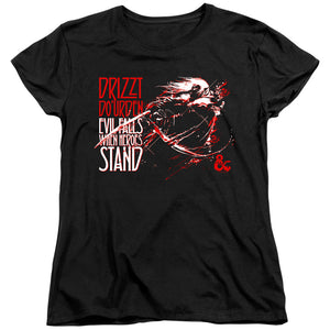 AN OFFCIALLY LICENSED DUNGEONS AND DRAGONS EVIL FALLS WOMEN'S REGULAR FIT T-SHIRT BLACK