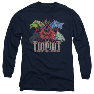 AN OFFCIALLY LICENSED DUNGEONS AND DRAGONS TIAMAT QUEEN OF EVIL MEN'S LONG SLEEVE T-SHIRT NAVY