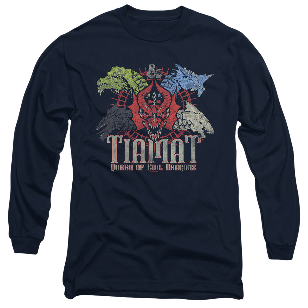 AN OFFCIALLY LICENSED DUNGEONS AND DRAGONS TIAMAT QUEEN OF EVIL MEN'S LONG SLEEVE T-SHIRT NAVY