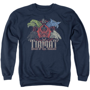 AN OFFCIALLY LICENSED DUNGEONS AND DRAGONS TIAMAT QUEEN OF EVIL ADULT UNISEX CREWNECK SWEATSHIRT NAVY