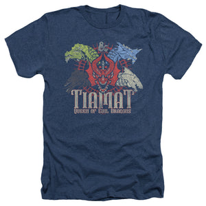 AN OFFCIALLY LICENSED DUNGEONS AND DRAGONS TIAMAT QUEEN OF EVIL MEN'S HEATHER T-SHIRT NAVY