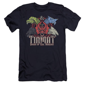 AN OFFCIALLY LICENSED DUNGEONS AND DRAGONS TIAMAT QUEEN OF EVIL MEN'S PREMIUM SLIM FIT T-SHIRT NAVY