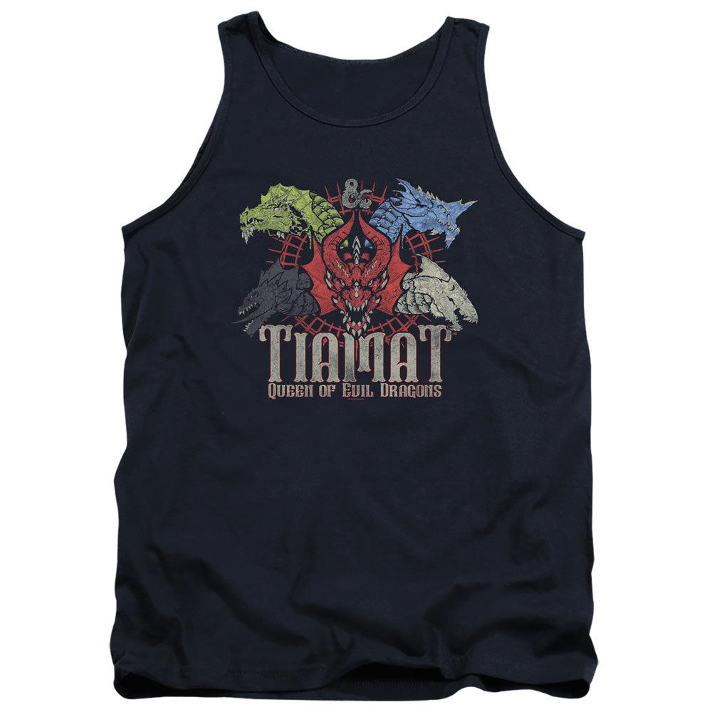 AN OFFCIALLY LICENSED DUNGEONS AND DRAGONS TIAMAT QUEEN OF EVIL ADULT UNISEX TANK TOP NAVY
