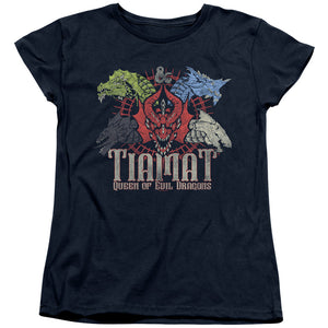 AN OFFCIALLY LICENSED DUNGEONS AND DRAGONS TIAMAT QUEEN OF EVIL WOMEN'S REGULAR FIT T-SHIRT NAVY