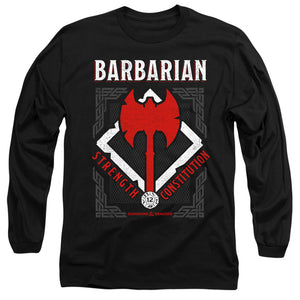 AN OFFCIALLY LICENSED DUNGEONS AND DRAGONS BARBARIAN MEN'S LONG SLEEVE T-SHIRT BLACK