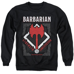AN OFFCIALLY LICENSED DUNGEONS AND DRAGONS BARBARIAN ADULT UNISEX CREWNECK SWEATSHIRT BLACK