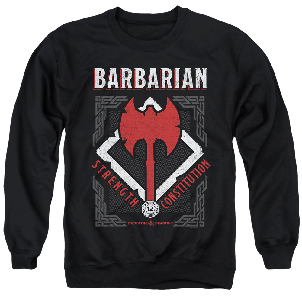 AN OFFCIALLY LICENSED DUNGEONS AND DRAGONS BARBARIAN ADULT UNISEX CREWNECK SWEATSHIRT BLACK