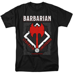 AN OFFCIALLY LICENSED DUNGEONS AND DRAGONS BARBARIAN MEN'S REGULAR FIT T-SHIRT BLACK