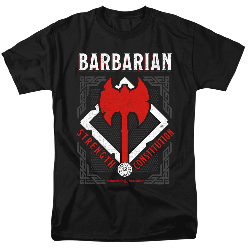 AN OFFCIALLY LICENSED DUNGEONS AND DRAGONS BARBARIAN MEN'S REGULAR FIT T-SHIRT BLACK