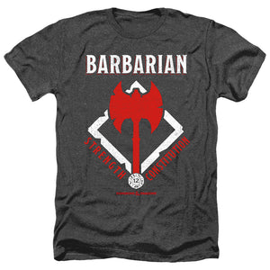 AN OFFCIALLY LICENSED DUNGEONS AND DRAGONS BARBARIAN MEN'S HEATHER T-SHIRT CHARCOAL