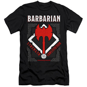 AN OFFCIALLY LICENSED DUNGEONS AND DRAGONS BARBARIAN MEN'S PREMIUM SLIM FIT T-SHIRT BLACK