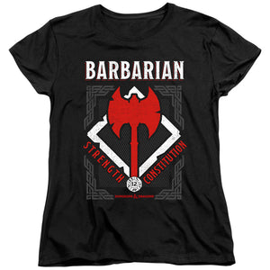 AN OFFCIALLY LICENSED DUNGEONS AND DRAGONS BARBARIAN WOMEN'S REGULAR FIT T-SHIRT BLACK