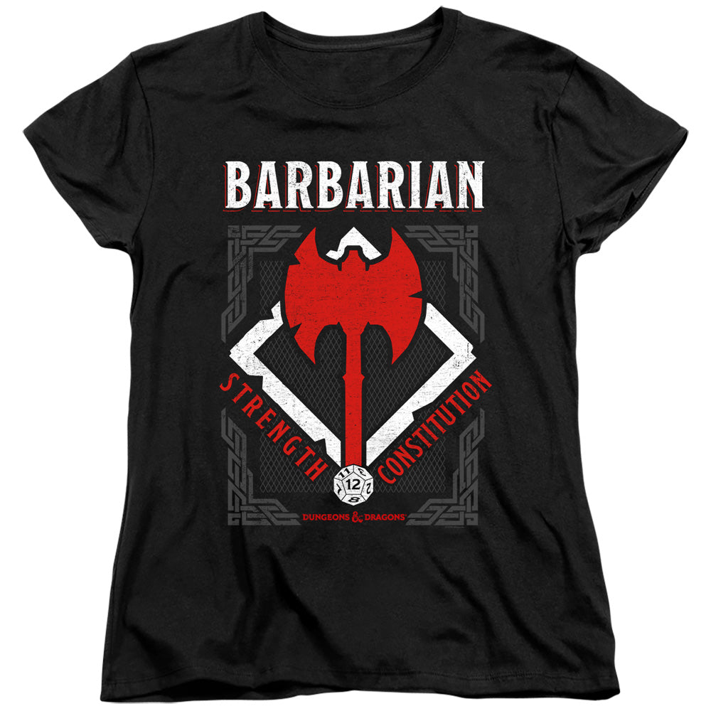AN OFFCIALLY LICENSED DUNGEONS AND DRAGONS BARBARIAN WOMEN'S REGULAR FIT T-SHIRT BLACK