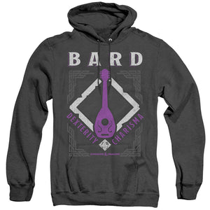 AN OFFCIALLY LICENSED DUNGEONS AND DRAGONS BARD ADULT UNISEX HEATHER PULLOVER HOODIE BLACK