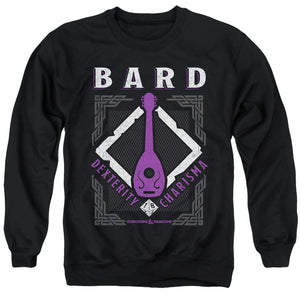 AN OFFCIALLY LICENSED DUNGEONS AND DRAGONS BARD ADULT UNISEX CREWNECK SWEATSHIRT BLACK