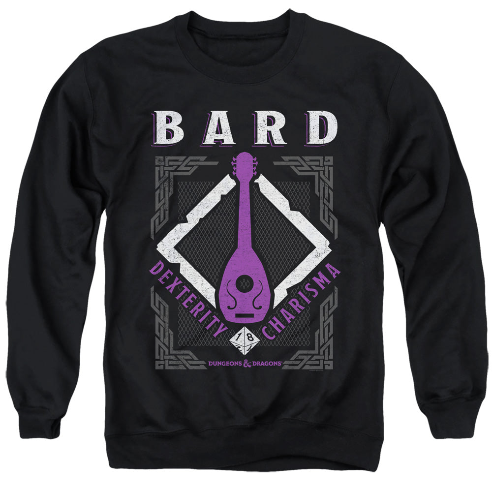 AN OFFCIALLY LICENSED DUNGEONS AND DRAGONS BARD ADULT UNISEX CREWNECK SWEATSHIRT BLACK