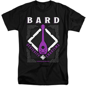 AN OFFCIALLY LICENSED DUNGEONS AND DRAGONS BARD MEN'S TALL FIT T-SHIRT BLACK