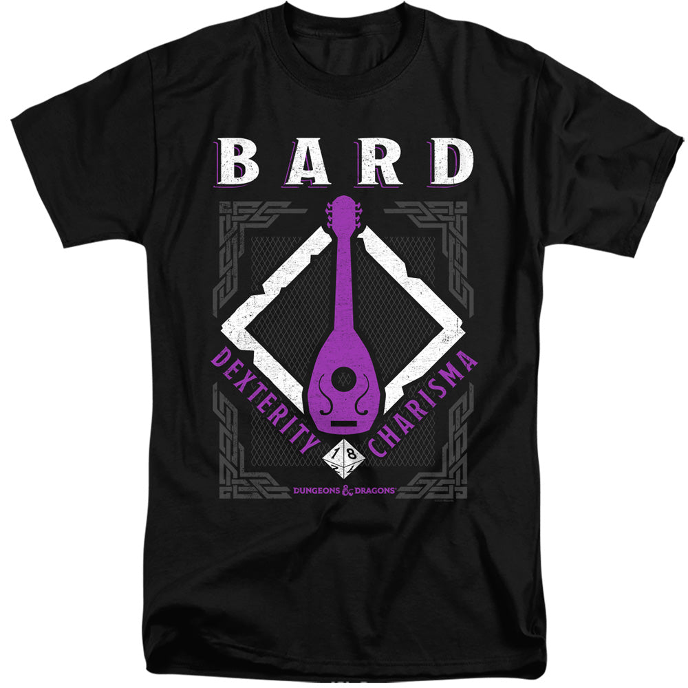 AN OFFCIALLY LICENSED DUNGEONS AND DRAGONS BARD MEN'S TALL FIT T-SHIRT BLACK