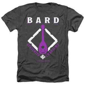 AN OFFCIALLY LICENSED DUNGEONS AND DRAGONS BARD MEN'S HEATHER T-SHIRT CHARCOAL