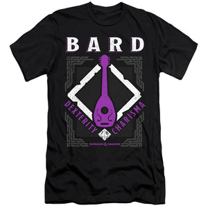 AN OFFCIALLY LICENSED DUNGEONS AND DRAGONS BARD MEN'S PREMIUM SLIM FIT T-SHIRT BLACK