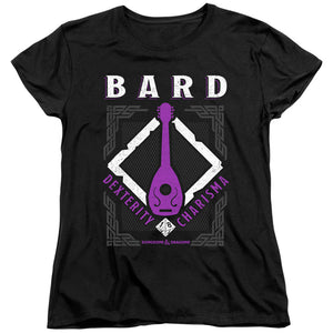 AN OFFCIALLY LICENSED DUNGEONS AND DRAGONS BARD WOMEN'S REGULAR FIT T-SHIRT BLACK