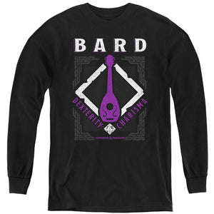 AN OFFCIALLY LICENSED DUNGEONS AND DRAGONS BARD YOUTH LONG SLEEVE T-SHIRT BLACK