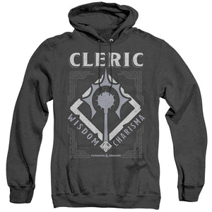 AN OFFCIALLY LICENSED DUNGEONS AND DRAGONS CLERIC ADULT UNISEX HEATHER PULLOVER HOODIE BLACK