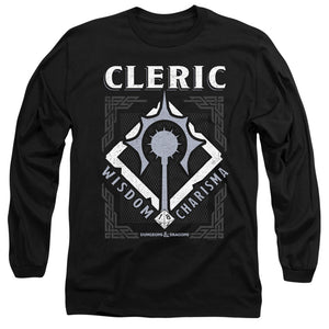 AN OFFCIALLY LICENSED DUNGEONS AND DRAGONS CLERIC MEN'S LONG SLEEVE T-SHIRT BLACK