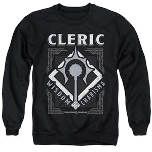 AN OFFCIALLY LICENSED DUNGEONS AND DRAGONS CLERIC ADULT UNISEX CREWNECK SWEATSHIRT BLACK