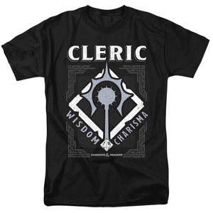 AN OFFCIALLY LICENSED DUNGEONS AND DRAGONS CLERIC MEN'S REGULAR FIT T-SHIRT BLACK