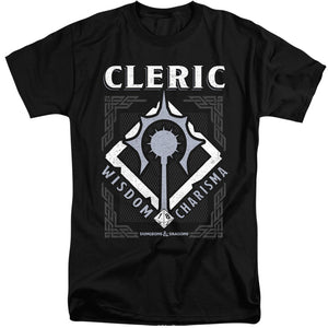 AN OFFCIALLY LICENSED DUNGEONS AND DRAGONS CLERIC MEN'S TALL FIT T-SHIRT BLACK