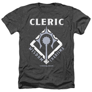 AN OFFCIALLY LICENSED DUNGEONS AND DRAGONS CLERIC MEN'S HEATHER T-SHIRT CHARCOAL