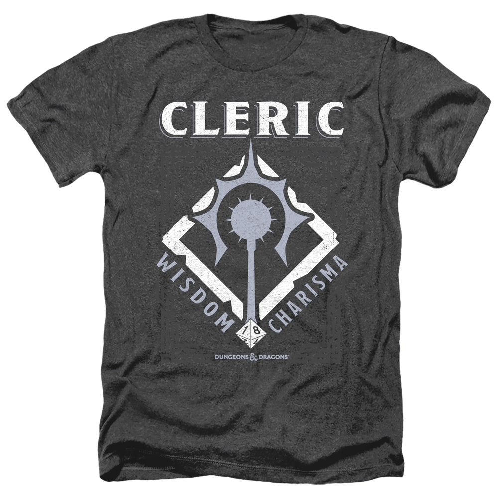 AN OFFCIALLY LICENSED DUNGEONS AND DRAGONS CLERIC MEN'S HEATHER T-SHIRT CHARCOAL