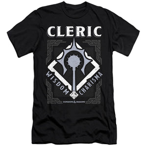 AN OFFCIALLY LICENSED DUNGEONS AND DRAGONS CLERIC MEN'S PREMIUM SLIM FIT T-SHIRT BLACK