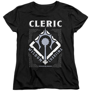 AN OFFCIALLY LICENSED DUNGEONS AND DRAGONS CLERIC WOMEN'S REGULAR FIT T-SHIRT BLACK